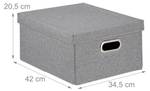 Aufbewahrungsbox mit Deckel 2er Set Grau - Metall - Papier - Textil - 35 x 21 x 42 cm