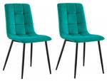 Lot de 2 chaises tissu velours - LOUISE Vert - Textile - 44 x 87 x 48 cm