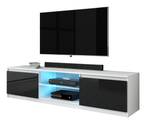 FURNIX meuble tv/banc tv Arenal avec LED Noir - Noir brillant