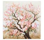 Acrylbild handgemalt Heiteres Hanami Braun - Pink - Massivholz - Textil - 80 x 80 x 4 cm