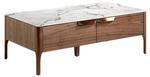 Table basse en bois de noyer Marron - Blanc - Porcelaine - Bois massif - Pierre - Bois/Imitation - 120 x 40 x 60 cm