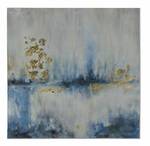 Acrylbild handgemalt Heilige Gefilde Beige - Blau - Massivholz - Textil - Holz teilmassiv - 80 x 80 x 4 cm