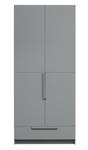 Kleiderschrank Pure Grau - Massivholz - Holzart/Dekor - 95 x 215 x 60 cm