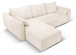 Schlaf-Ecksofa + Box KAELLE 4 Sitzplätze Hochglanz Beige