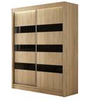 Kleiderschrank SOLTI Schwarz - Eiche Sonoma Dekor - Breite: 200 cm