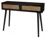 Console 2 tiroirs cannage noir Noir - En partie en bois massif - 33 x 81 x 110 cm