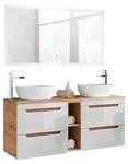 Badmöbel Set Doppelwaschtisch mit Becken Weiß - Holzwerkstoff - 141 x 200 x 48 cm