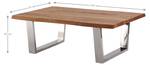 Table basse nature/argent 110x70cm Bois massif - 70 x 40 x 110 cm