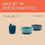 Saugnapf Teller+ Trinkbecher Set Blau