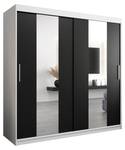 Armoire à portes coulissantes Pole Noir - Blanc - Largeur : 200 cm - 2 porte