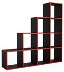 étagère Noir - Rouge - 142 x 140 cm