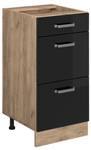 Meuble cuisine R-Line 41128 Noir brillant - Imitation chêne truffier de sonoma