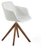 Chaise pivotante en tissu et bois noyer Marron - Blanc - Textile - 58 x 81 x 54 cm