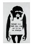 Acrylbild handgemalt Banksy's Laugh now Schwarz - Weiß - Massivholz - Textil - 60 x 90 x 4 cm
