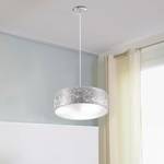 Pendelleuchte Shade Eisen / Stoff - 3-flammig - Silber - Durchmesser Lampenschirm: 40 cm