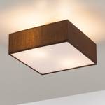 Plafondlamp Shima IV geweven stof/metaal - 2 lichtbronnen - Bruin/wit