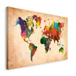 Impression d’art Weltkarte in Farben Multicolore - Bois manufacturé - Papier - 118 x 70 x 2 cm