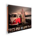 Impression d’art Volkswagen Bulli IV Gris - Rouge - Bois manufacturé - Papier - 90 x 60 x 2 cm