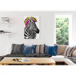 Afbeelding Zebra Punk Zwart - Wit - Plaatmateriaal - Papier - 60 x 90 x 2 cm