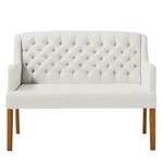 Banquette Austin Tissu - Chêne massif - Blanc / Chêne - Largeur : 118 cm