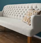 Banquette Austin Tissu - Chêne massif - Blanc / Chêne - Largeur : 118 cm