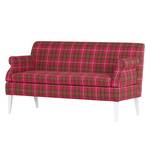 Diningsofa Charline (2-Sitzer) Webstoff Pink kariert - Weiß