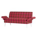 Diningsofa Charline (2-Sitzer) Webstoff Pink kariert - Weiß