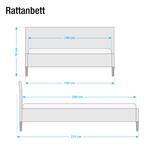 Lit double Osby Rotin - Blanc - 140 x 200cm