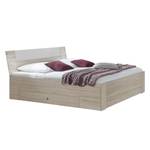 Tweepersoonsbed Struge grof gezaagde eikenhouten look/alpinewit - 140 x 200cm - 1 opbergruimte