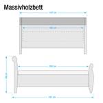 Lit double Zillertal Epicéa massif - 180 x 200 cm - Blanc - Miel