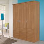 Armoire à portes battantes Bremen Imitation hêtre naturel - 136 cm - 3 portes et 6 tiroirs