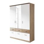 Armoire à portes battantes Bremen-Extra Blanc alpin / Imitation chêne de Sonoma - Largeur : 136 cm - Sans portes miroir