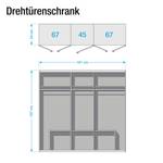 Drehtürenschränke Elmshorn Alpinweiß / Hochglanz Dunkelgrau - Breite: 181 cm - 5 Türen - 3 Spiegeltüren