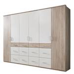 Draaideurkast Alma grof gezaagde eikenhout look/alpinewit Kastbreedte: 270cm - 6-deurs - Breedte: 270 cm