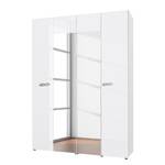 Armoire à portes battantes Ambrosia Blanc brillant - 159 x 214 cm - 4 portes - Sans corniche - 2 miroir