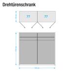 Drehtürenschrank Ambrosia Hochglanz Weiß - 159 x 214 cm - 4 Türen - Ohne Kranzblende - 2 Spiegeltüren