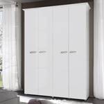 Armoire à portes battantes Ambrosia Blanc brillant - 159 x 214 cm - 4 portes - Avec corniche - Sans portes miroir