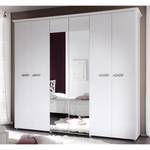 Armoire à portes battantes Ambrosia Blanc brillant - 237 x 214 cm - 6 portes - Avec corniche - 2 miroir