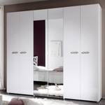 Armoire à portes battantes Ambrosia Blanc brillant - 237 x 214 cm - 6 portes - Sans corniche - 2 miroir