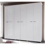 Armoire à portes battantes Ambrosia Blanc brillant - 237 x 214 cm - 6 portes - Avec corniche - Sans portes miroir