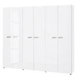 Armoire à portes battantes Ambrosia Blanc brillant - 237 x 240 cm - 6 portes - Sans corniche - Sans portes miroir