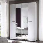 Armoire à portes battantes Ambrosia Blanc brillant - 159 x 240 cm - 4 portes - Sans corniche - 2 miroir