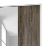 Armoire à portes battantes Ancona Imitation chêne truffier - Blanc alpin / Imitation chêne truffier - Largeur : 200 cm - Avec cadre passepartout - 2 miroir