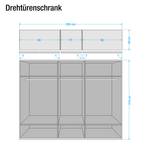 Draaideurkast Ancona truffeleikenhouten look - Alpinewit/truffeleikenhouten look - Breedte: 250 cm - Zonder passe-partout lijst - 3 spiegeldeuren