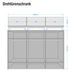 Draaideurkast Ancona truffeleikenhouten look - Havanna/truffeleikenhouten look - Breedte: 300 cm - Met passe-partout lijst - 2 spiegeldeuren