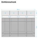 Drehtürenschrank Ancona Trüffeleiche Dekor - Alpinweiß / Trüffeleiche Dekor - Breite: 400 cm - Ohne Passepartoutrahmen - 2 Spiegeltüren