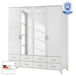 Armadio con ante a battente Annett Alpine bianco/frassino Coimbra - Larghezza: 181 cm