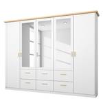 Draaideurkast Annett III alpinewit/Coimbra essenhout - Breedte: 226 cm - 5 deuren