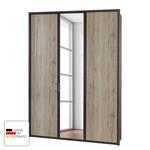 Draaideurkast Arizona Sleep Havanna/santana eikenhouten look - Breedte: 150 cm - 2 deuren - Met passe-partout lijst - Zonder verlichting - 1 spiegeldeur