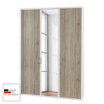 Draaideurkast Arizona Sleep Alpinewit/santana eikenhouten look - Breedte: 150 cm - 2 deuren - Met passe-partout lijst - Zonder verlichting - 1 spiegeldeur